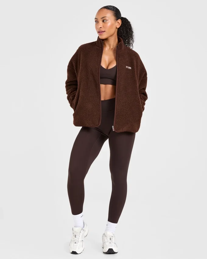 Oversized-Fleecejacke mit Reißverschluss