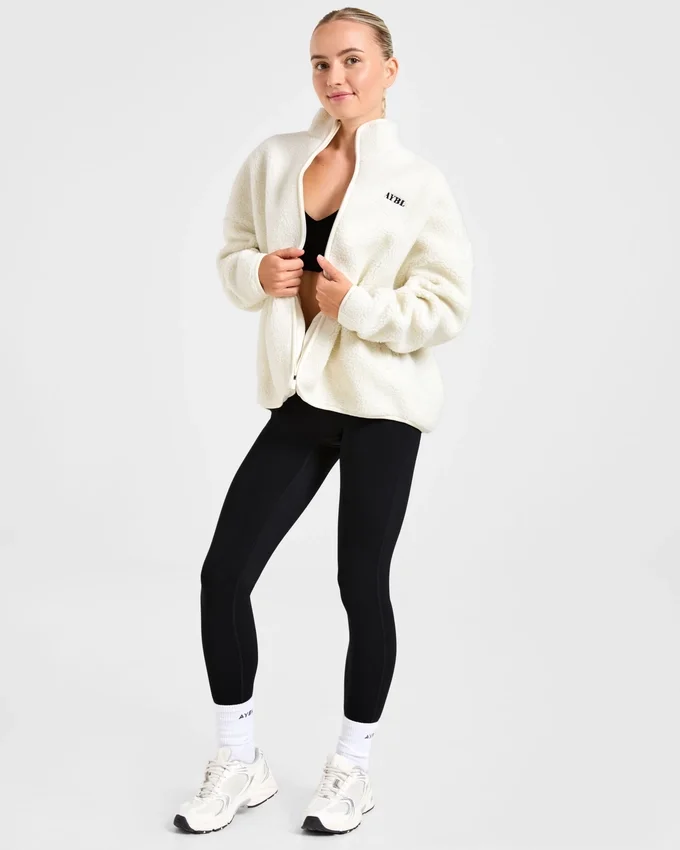 Oversized-Fleecejacke mit Reißverschluss