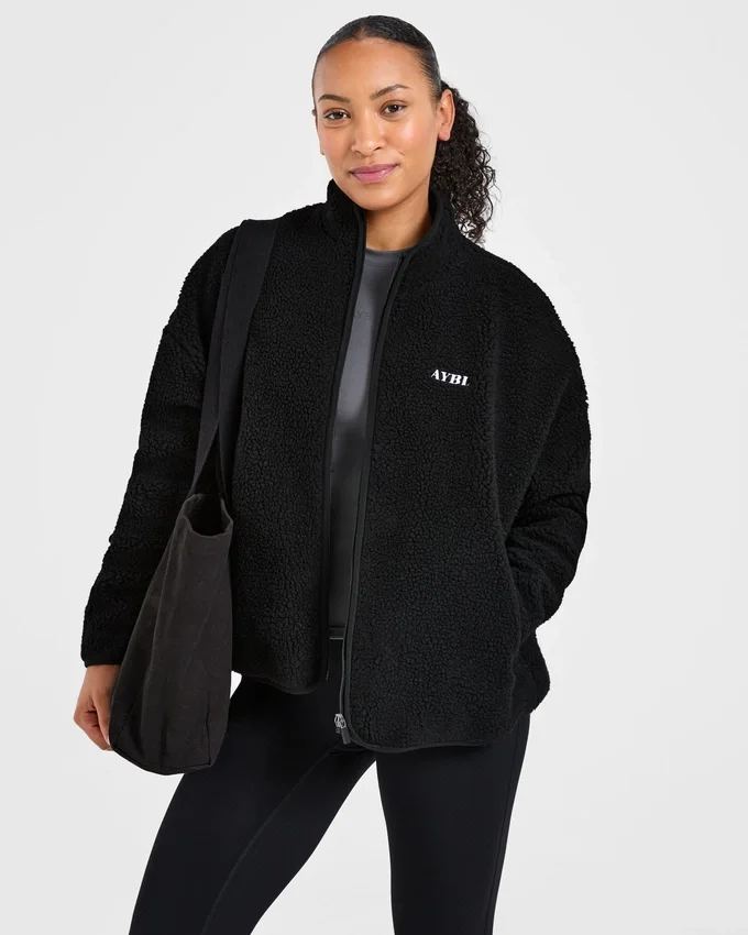 Oversized-Fleecejacke mit Reißverschluss