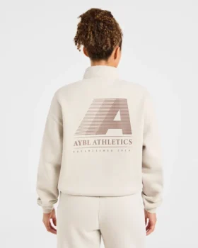 Retro Athletics Oversized-Pullover mit 1/4-Reißverschluss