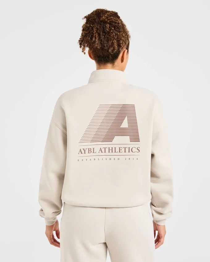 Retro Athletics Oversized-Pullover mit 1/4-Reißverschluss