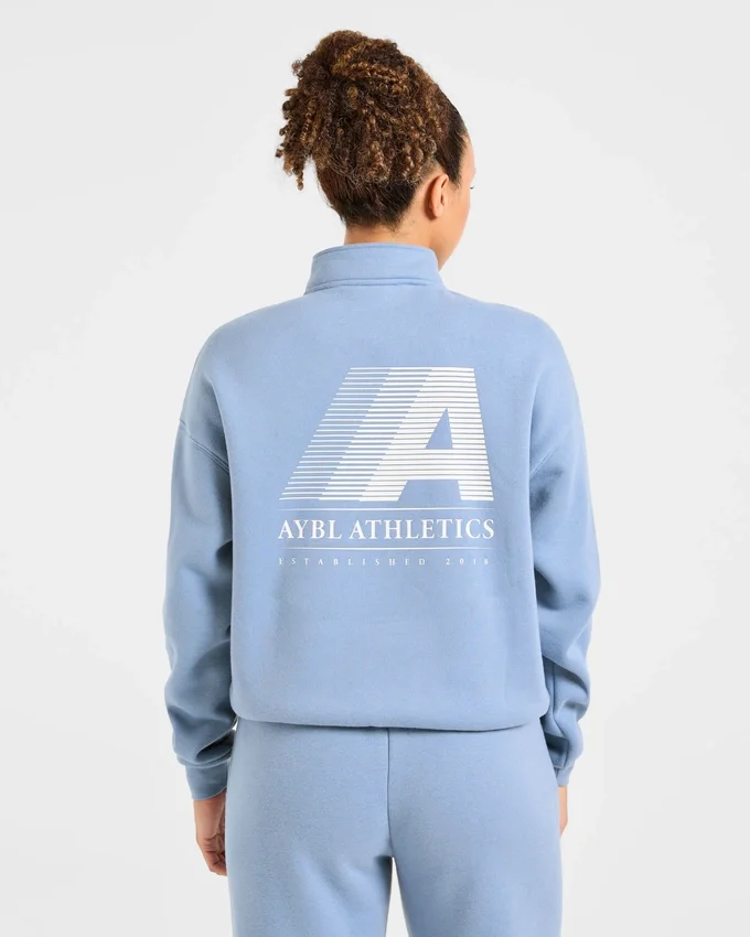 Retro Athletics Oversized-Pullover mit 1/4-Reißverschluss