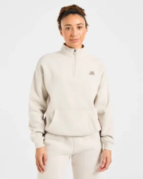 Retro Athletics Oversized-Pullover mit 1/4-Reißverschluss