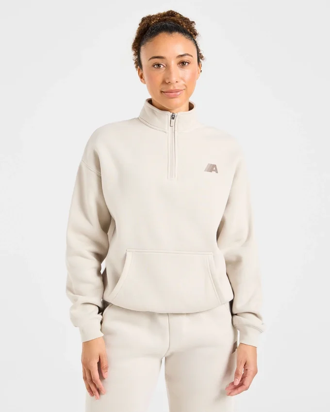 Retro Athletics Oversized-Pullover mit 1/4-Reißverschluss