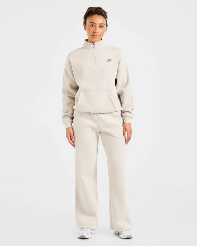 Retro Athletics Oversized-Pullover mit 1/4-Reißverschluss