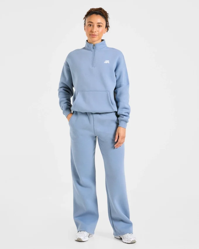 Retro Athletics Oversized-Pullover mit 1/4-Reißverschluss