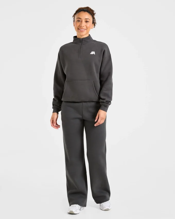 Retro Athletics Oversized-Pullover mit 1/4-Reißverschluss