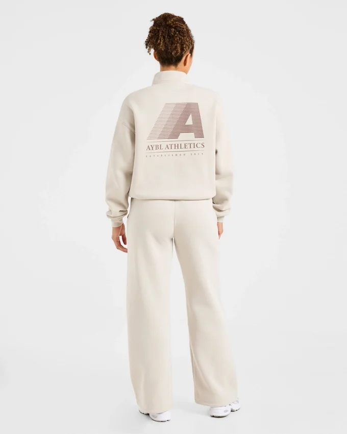Retro Athletics Oversized-Pullover mit 1/4-Reißverschluss
