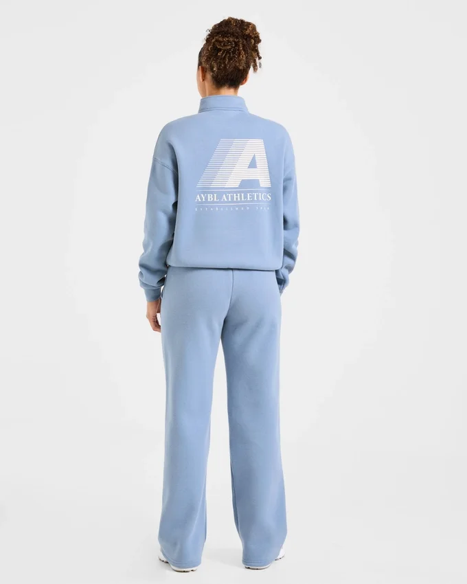 Retro Athletics Oversized-Pullover mit 1/4-Reißverschluss