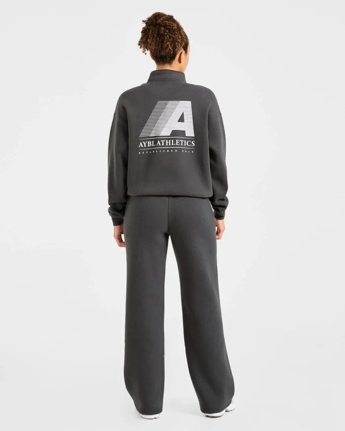 Retro Athletics Oversized-Pullover mit 1/4-Reißverschluss