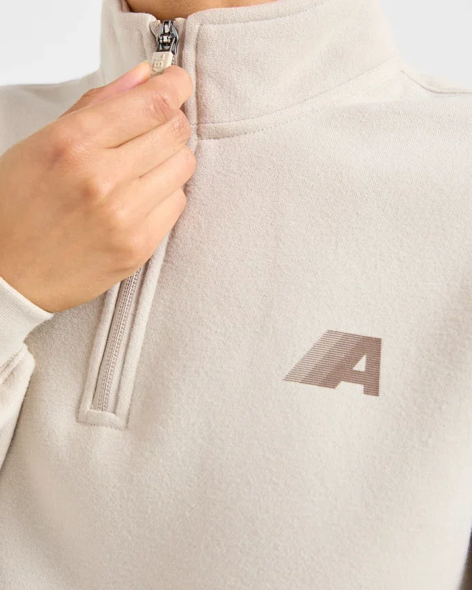 Retro Athletics Oversized-Pullover mit 1/4-Reißverschluss