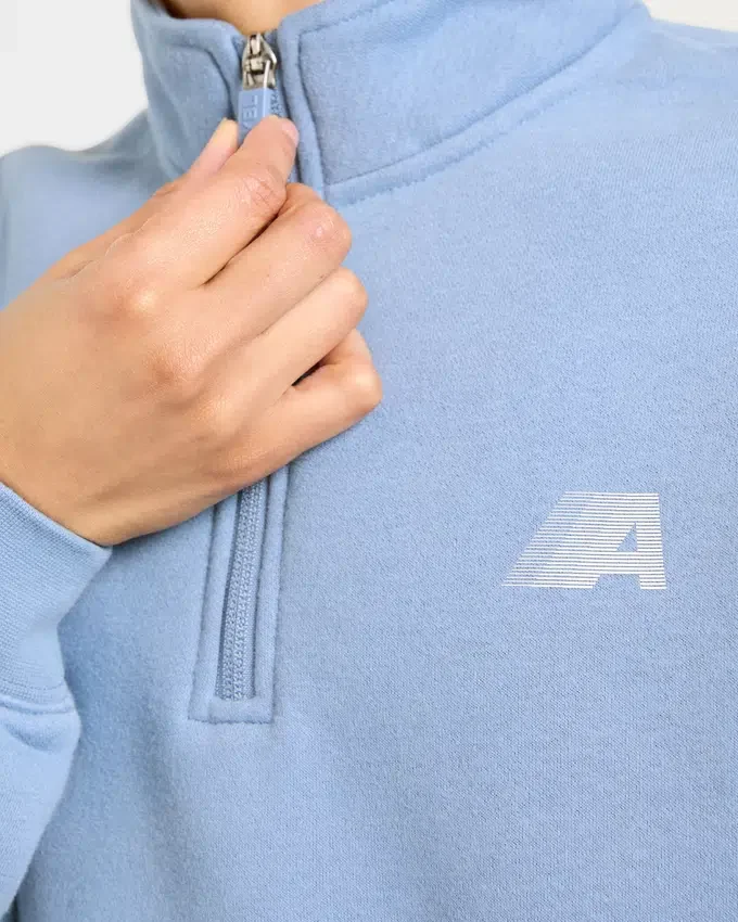 Retro Athletics Oversized-Pullover mit 1/4-Reißverschluss