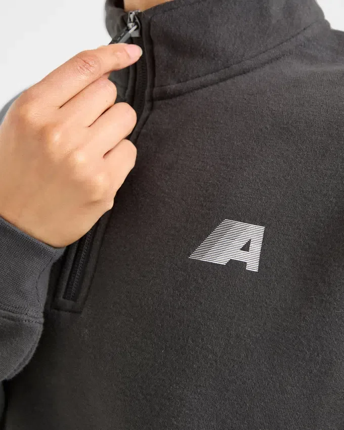 Retro Athletics Oversized-Pullover mit 1/4-Reißverschluss