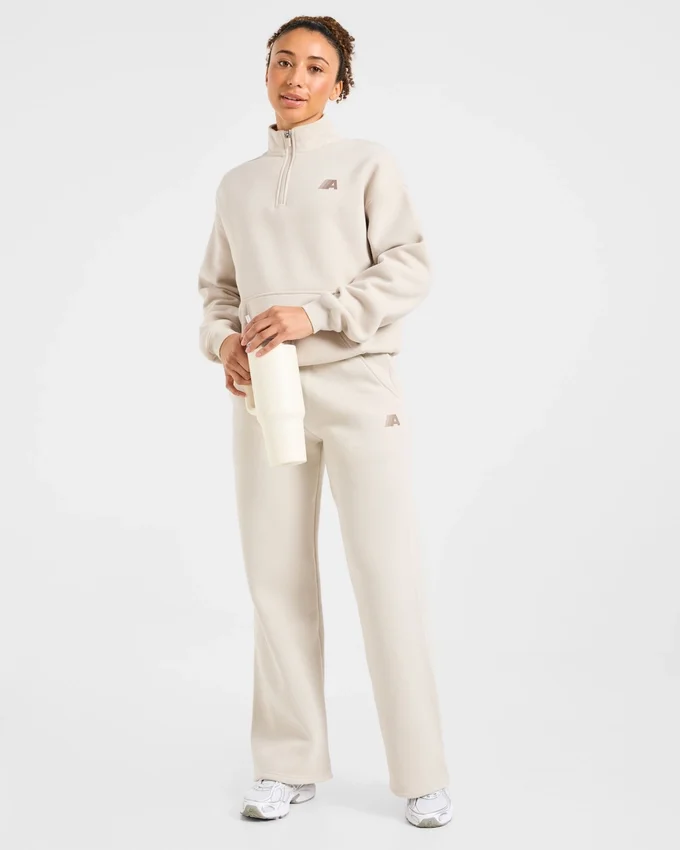Retro Athletics Oversized-Pullover mit 1/4-Reißverschluss
