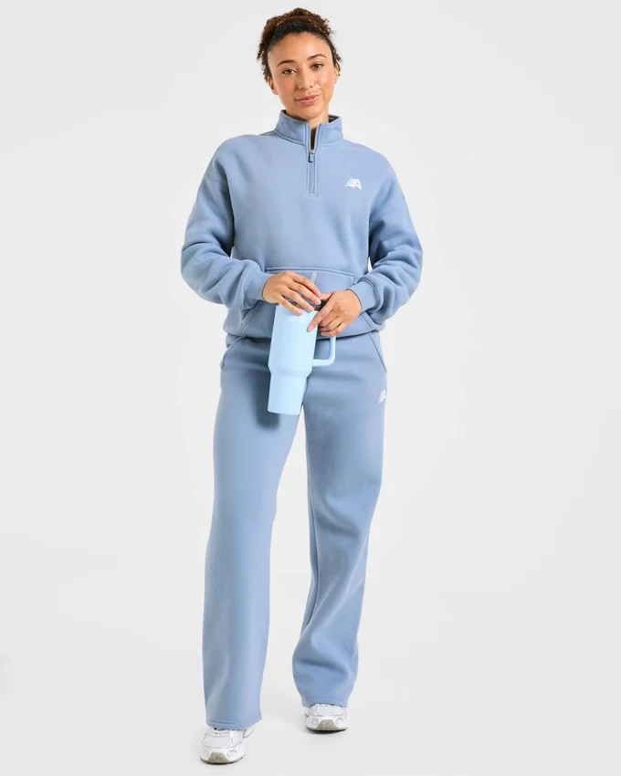 Retro Athletics Oversized-Pullover mit 1/4-Reißverschluss