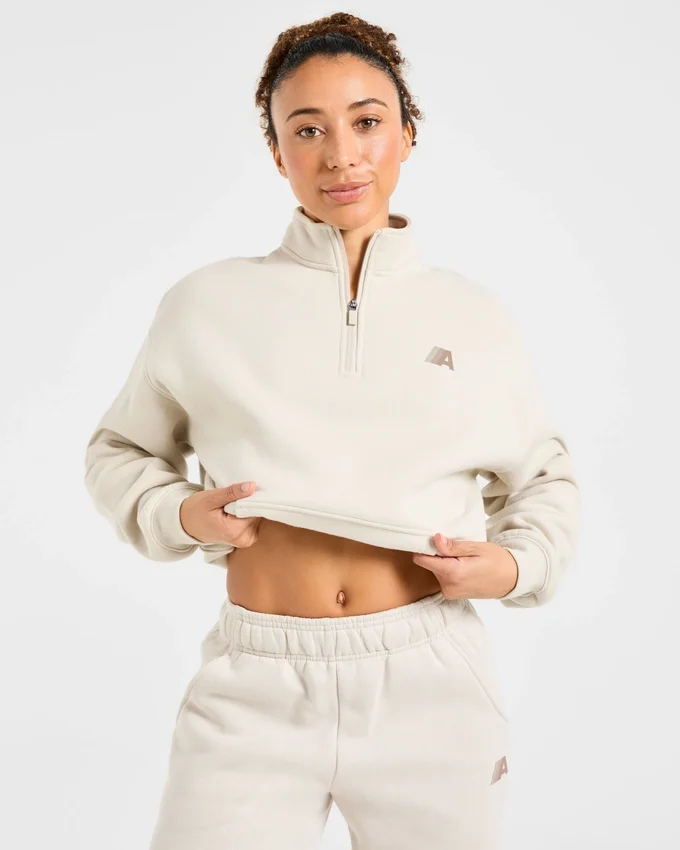 Retro Athletics Oversized-Pullover mit 1/4-Reißverschluss