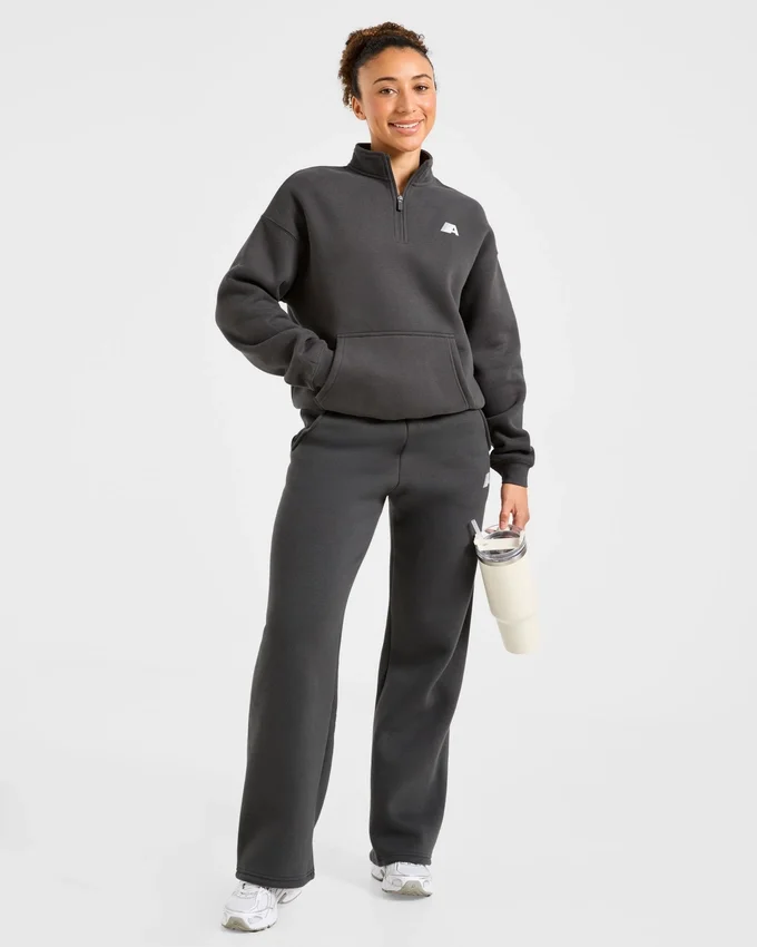 Retro Athletics Oversized-Pullover mit 1/4-Reißverschluss