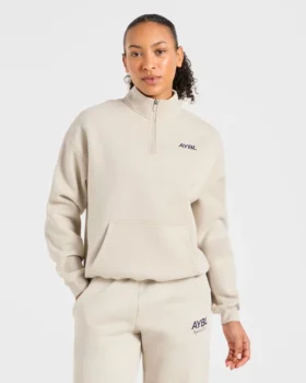Sports Club Oversized-Pullover mit 1/4-Reißverschluss