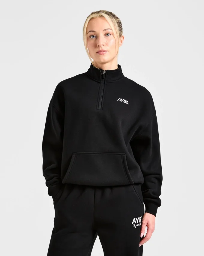 Sports Club Oversized-Pullover mit 1/4-Reißverschluss