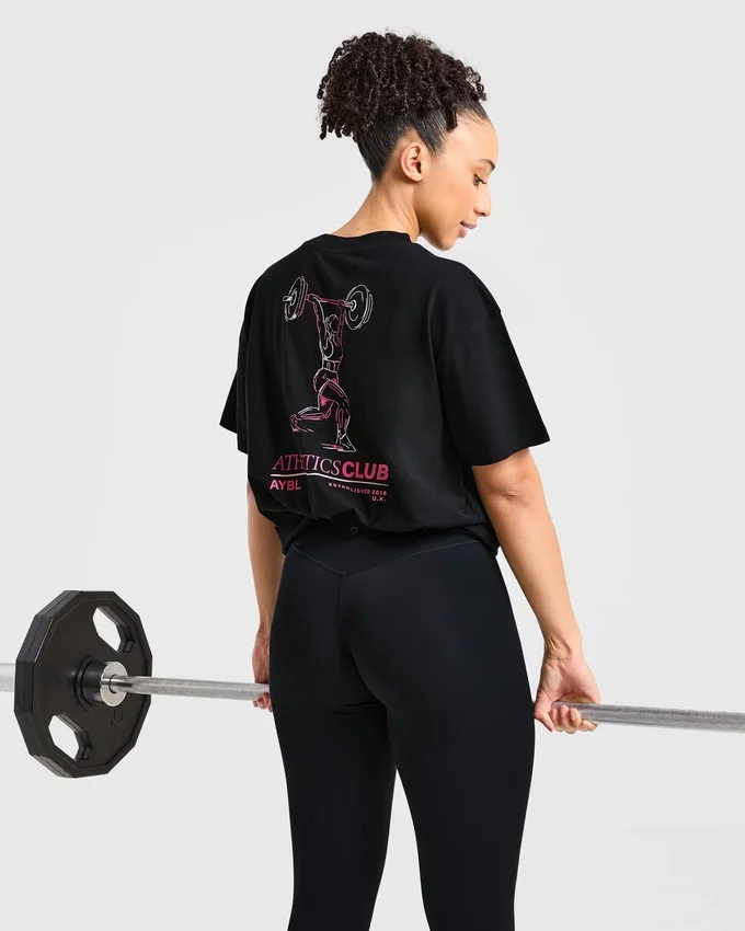 T-Shirt mit Power-Lifting-Illustration
