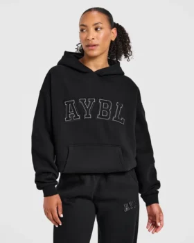 Varsity-Applikation – Oversize-Hoodie