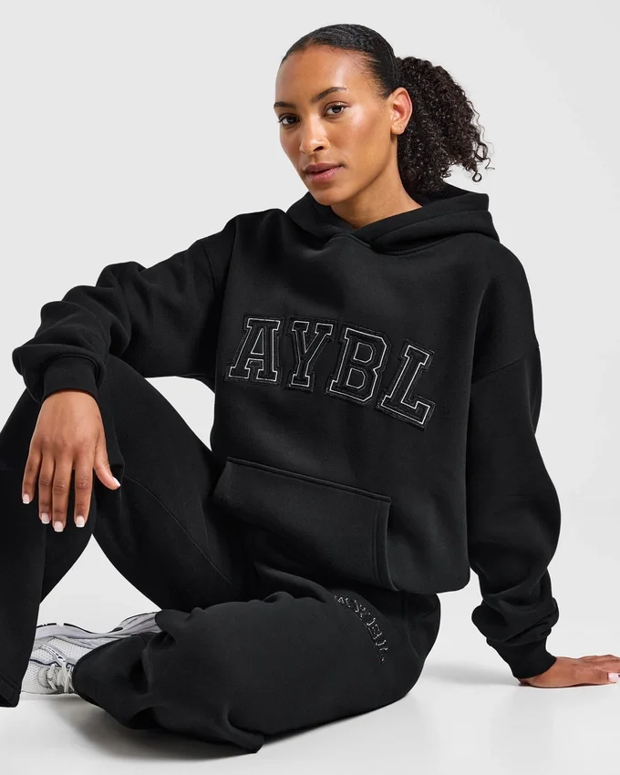 Varsity-Applikation – Oversize-Hoodie
