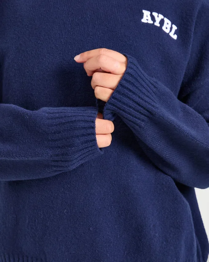 Varsity Minimal Logo Oversize-Strick-Hoodie
