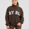 Varsity Oversized-Fleecejacke mit Reißverschluss