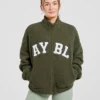 Varsity Oversized-Fleecejacke mit Reißverschluss