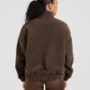 Varsity Oversized-Fleecejacke mit Reißverschluss
