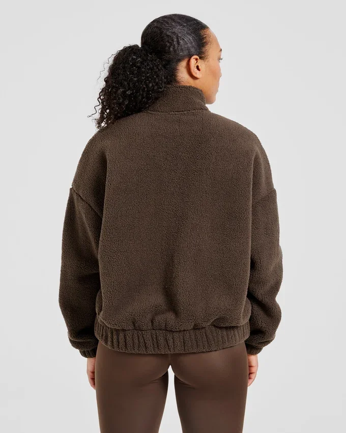 Varsity Oversized-Fleecejacke mit Reißverschluss