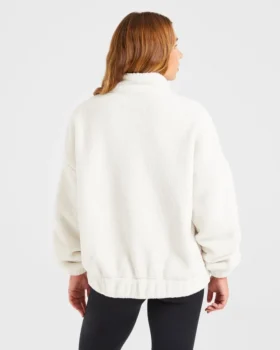 Varsity Oversized-Fleecejacke mit Reißverschluss