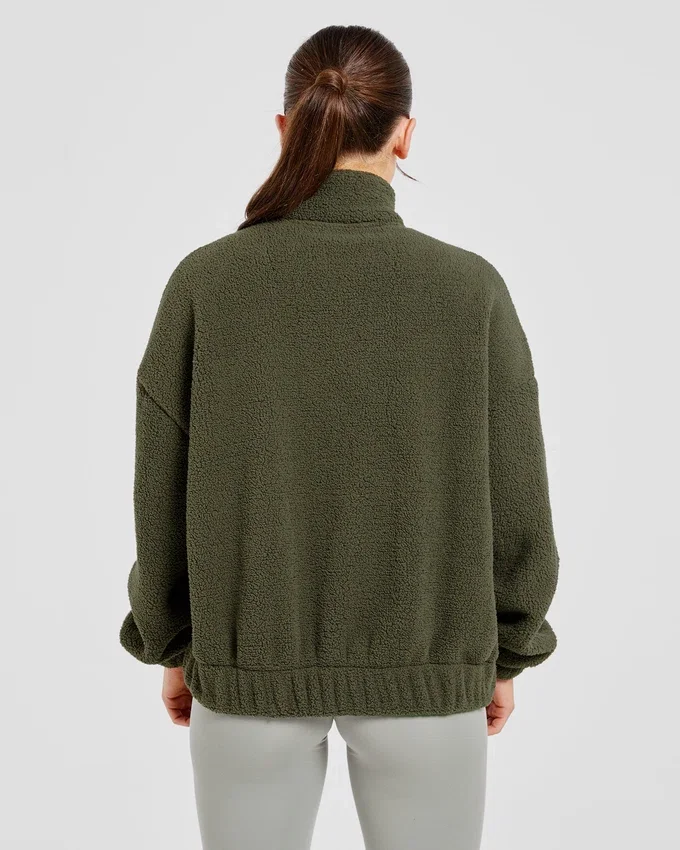 Varsity Oversized-Fleecejacke mit Reißverschluss