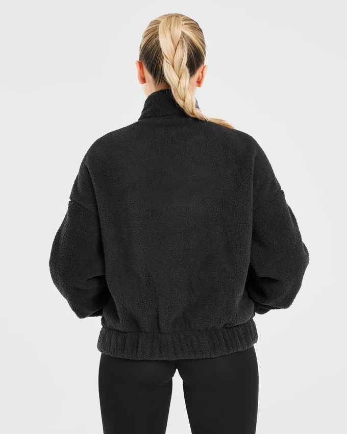 Varsity Oversized-Fleecejacke mit Reißverschluss