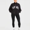 Varsity Oversized-Fleecejacke mit Reißverschluss