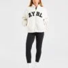 Varsity Oversized-Fleecejacke mit Reißverschluss