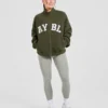 Varsity Oversized-Fleecejacke mit Reißverschluss