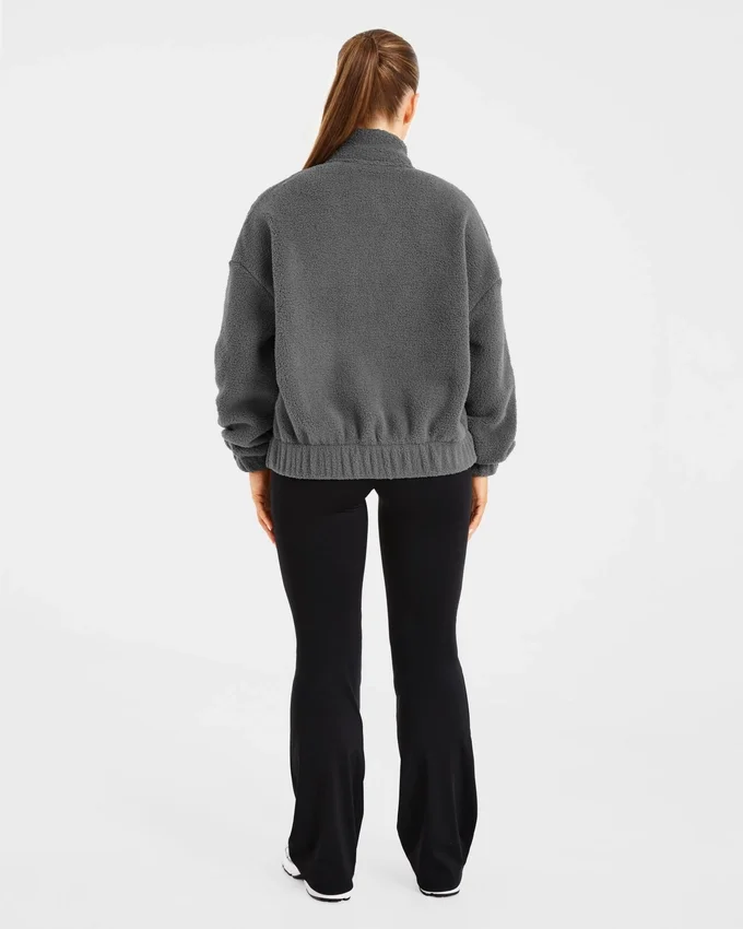 Varsity Oversized-Fleecejacke mit Reißverschluss