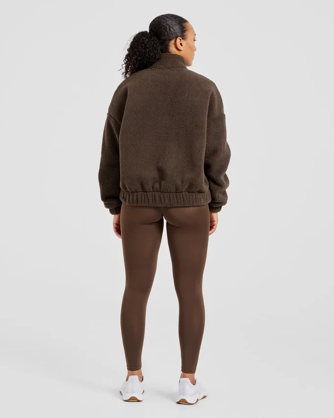 Varsity Oversized-Fleecejacke mit Reißverschluss