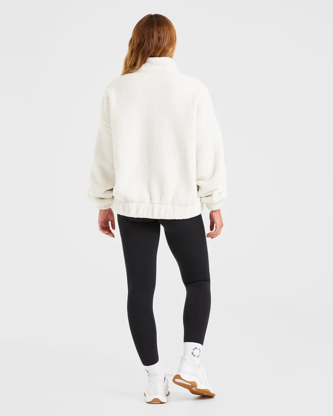 Varsity Oversized-Fleecejacke mit Reißverschluss