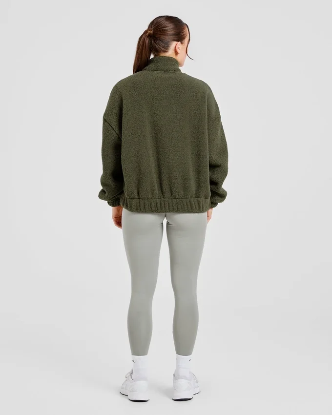 Varsity Oversized-Fleecejacke mit Reißverschluss