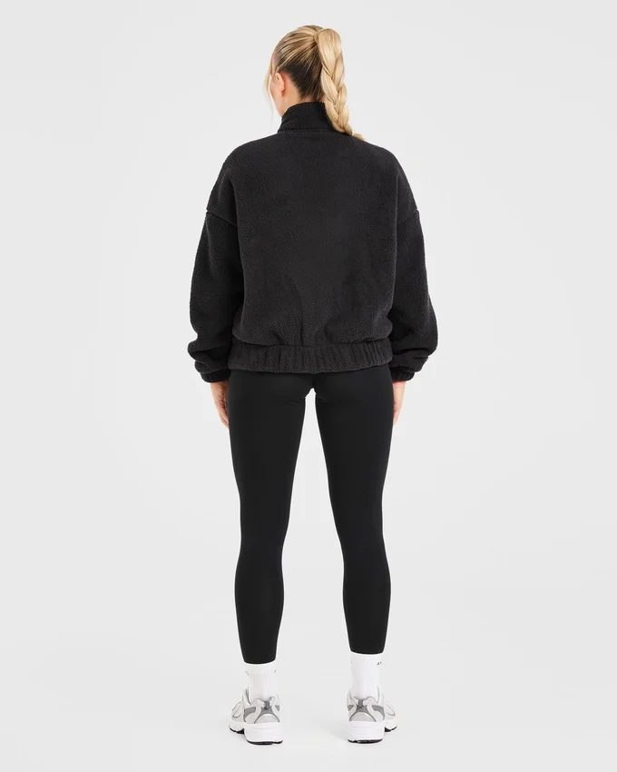 Varsity Oversized-Fleecejacke mit Reißverschluss