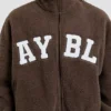 Varsity Oversized-Fleecejacke mit Reißverschluss