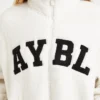 Varsity Oversized-Fleecejacke mit Reißverschluss