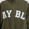 Varsity Oversized-Fleecejacke mit Reißverschluss