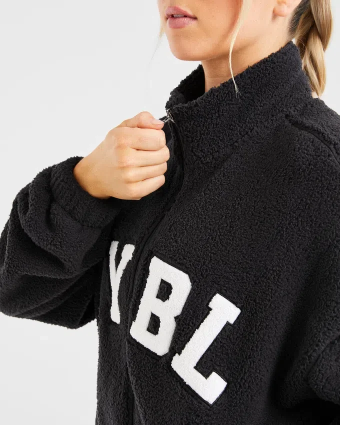 Varsity Oversized-Fleecejacke mit Reißverschluss