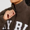 Varsity Oversized-Fleecejacke mit Reißverschluss