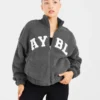 Varsity Oversized-Fleecejacke mit Reißverschluss