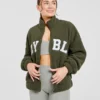 Varsity Oversized-Fleecejacke mit Reißverschluss