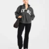 Varsity Oversized-Fleecejacke mit Reißverschluss